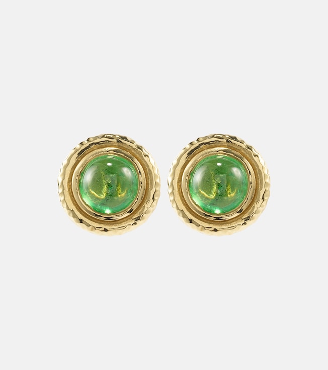 Palm 18kt gold earrings with tsavorites | Octavia Elizabeth