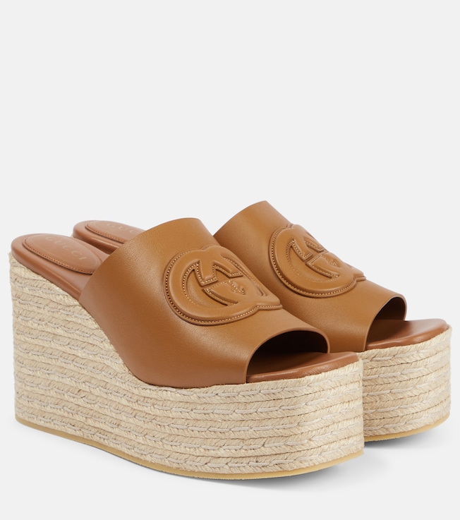 GG leather espadrille wedges | Gucci