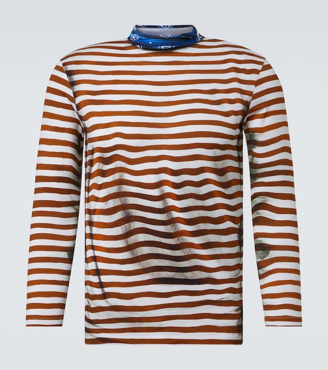 Trompe l'œil striped cotton T-shirt | Prada