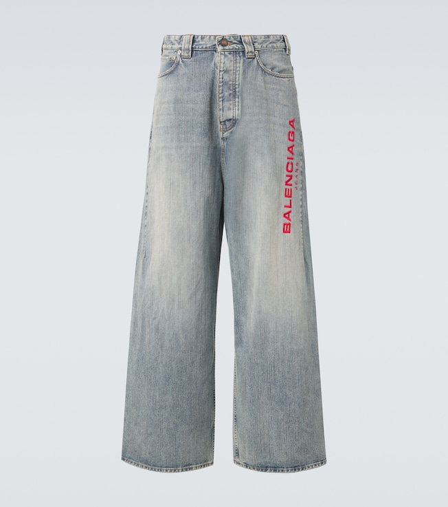 Logo embroidered wide-leg jeans | Balenciaga