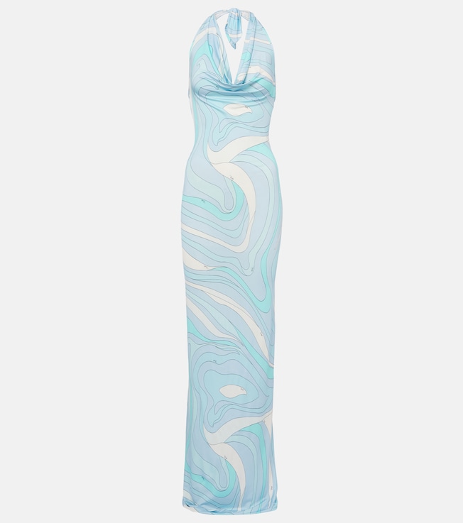 Marmo halterneck satin jersey maxi dress | Pucci