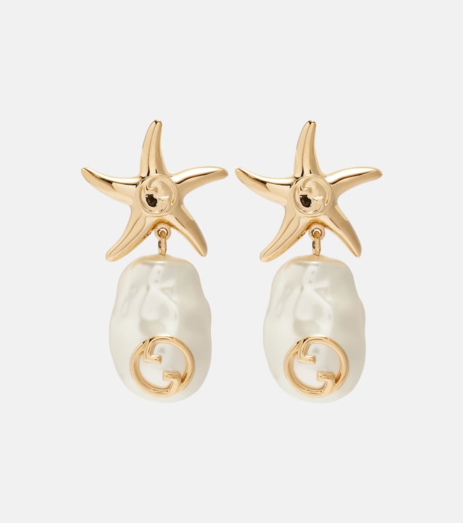 Interlocking G faux pearl drop earrings | Gucci