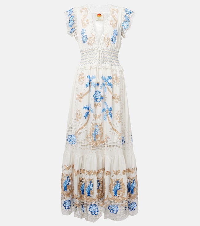Embroidered linen-blend maxi dress | Farm Rio